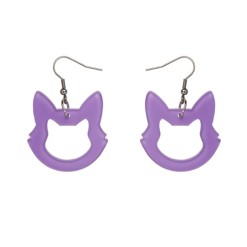 Cat Head Bubble Resin Drop Earrings - Purple