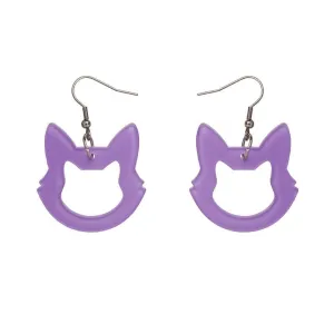 Cat Head Bubble Resin Drop Earrings - Purple