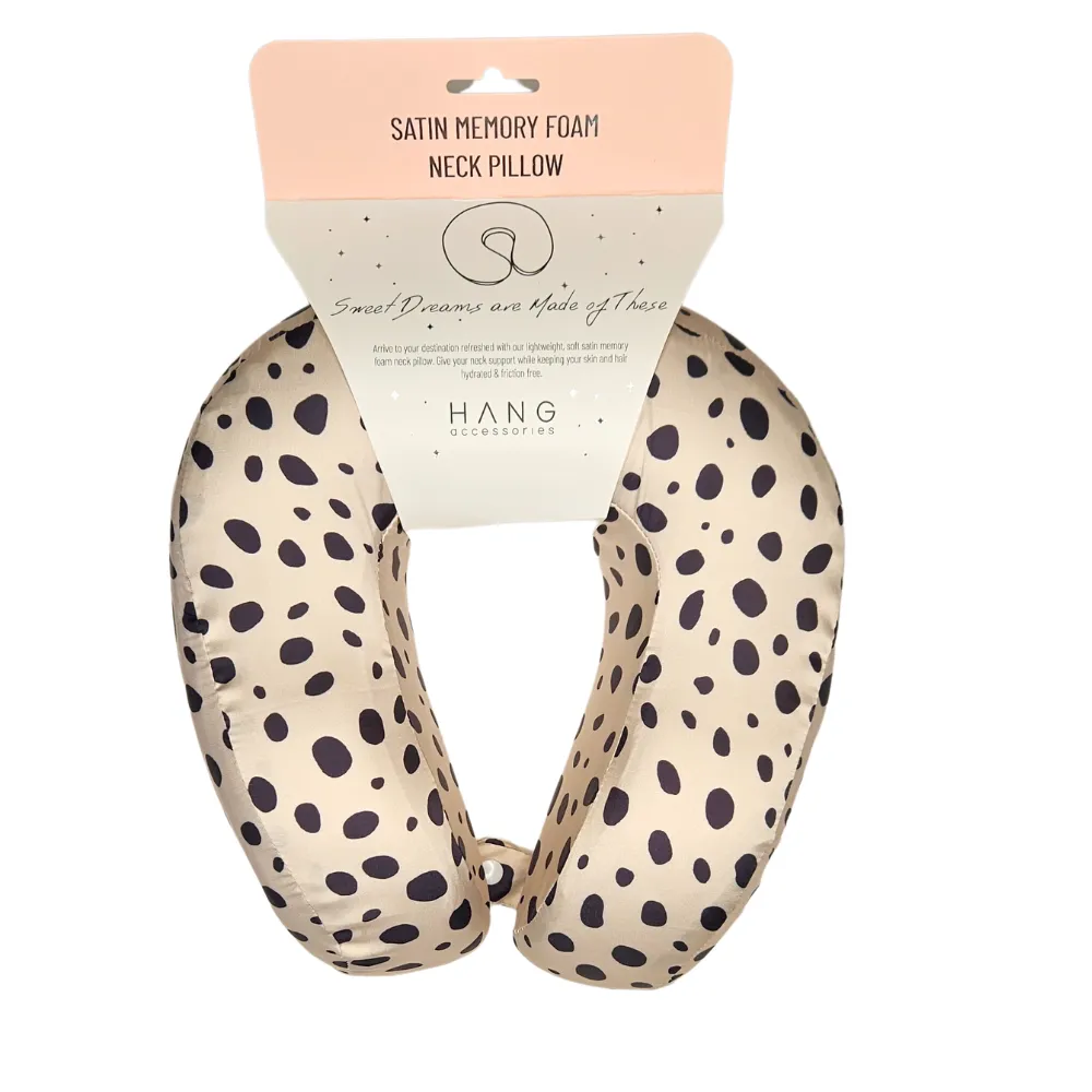 Cheetah Spot Satin Memory Foam Neck Pillow