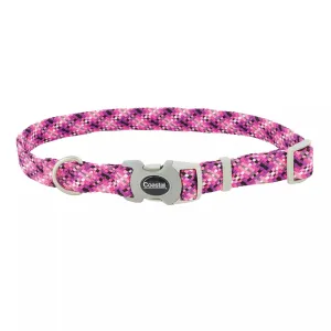 Coastal Pro Active Adjustable Woven Reflective Dog Collar S/M Pixel Pink