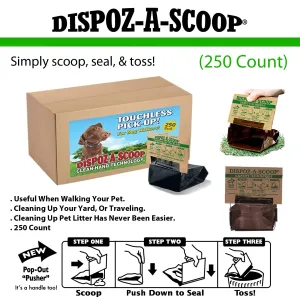 Dispoz-A-Scoop Bags - No Touch, Sanitary Dog Poop Scoopers (250 Count)