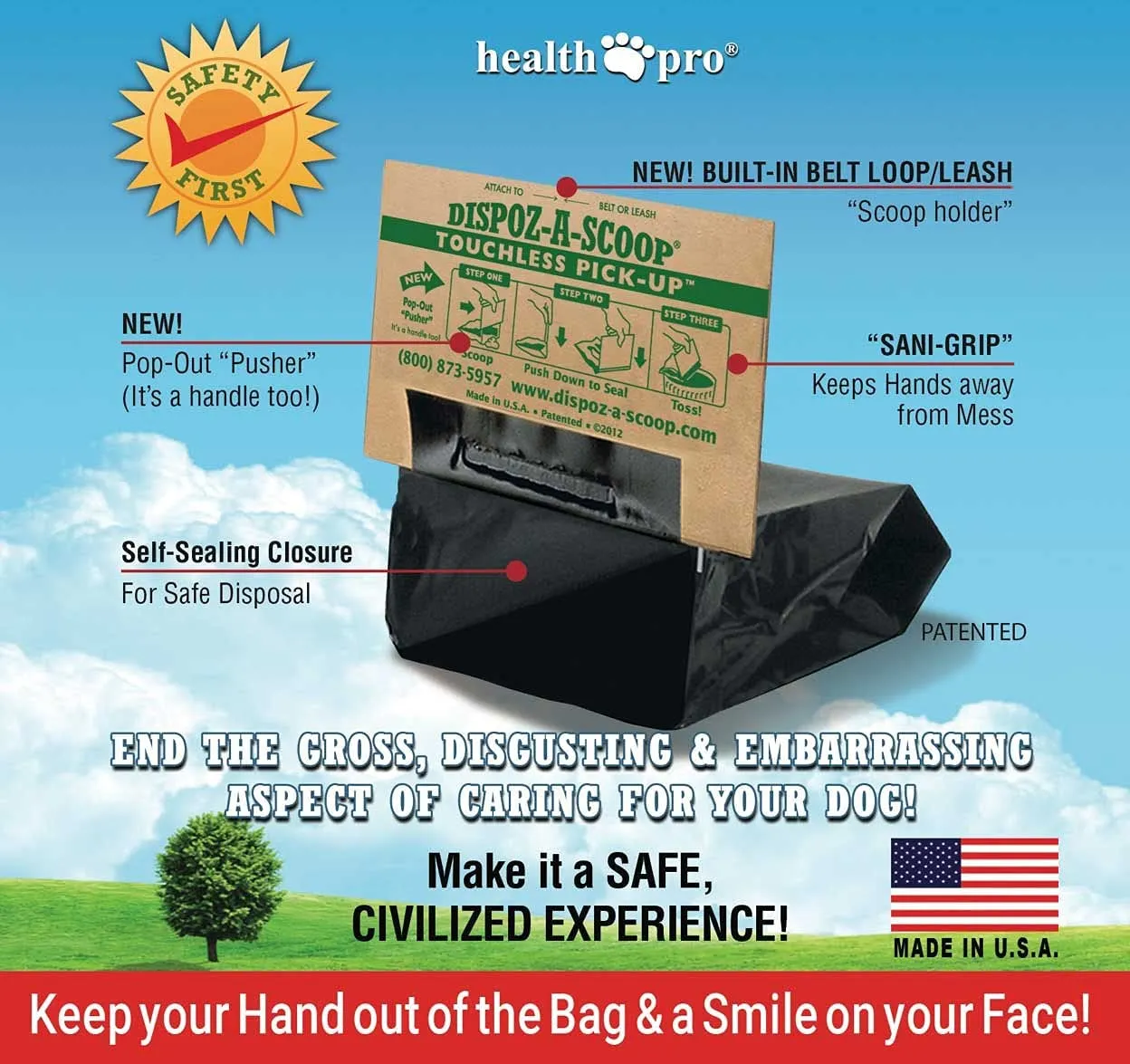 Dispoz-A-Scoop Bags - No Touch, Sanitary Dog Poop Scoopers (5 Count)