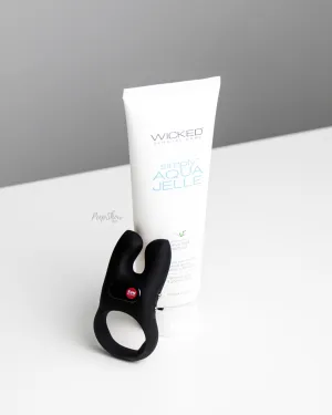 Fun Factory Nōs Vibrating Cock Ring Black   Free Aqua Jelle Lube Bundle