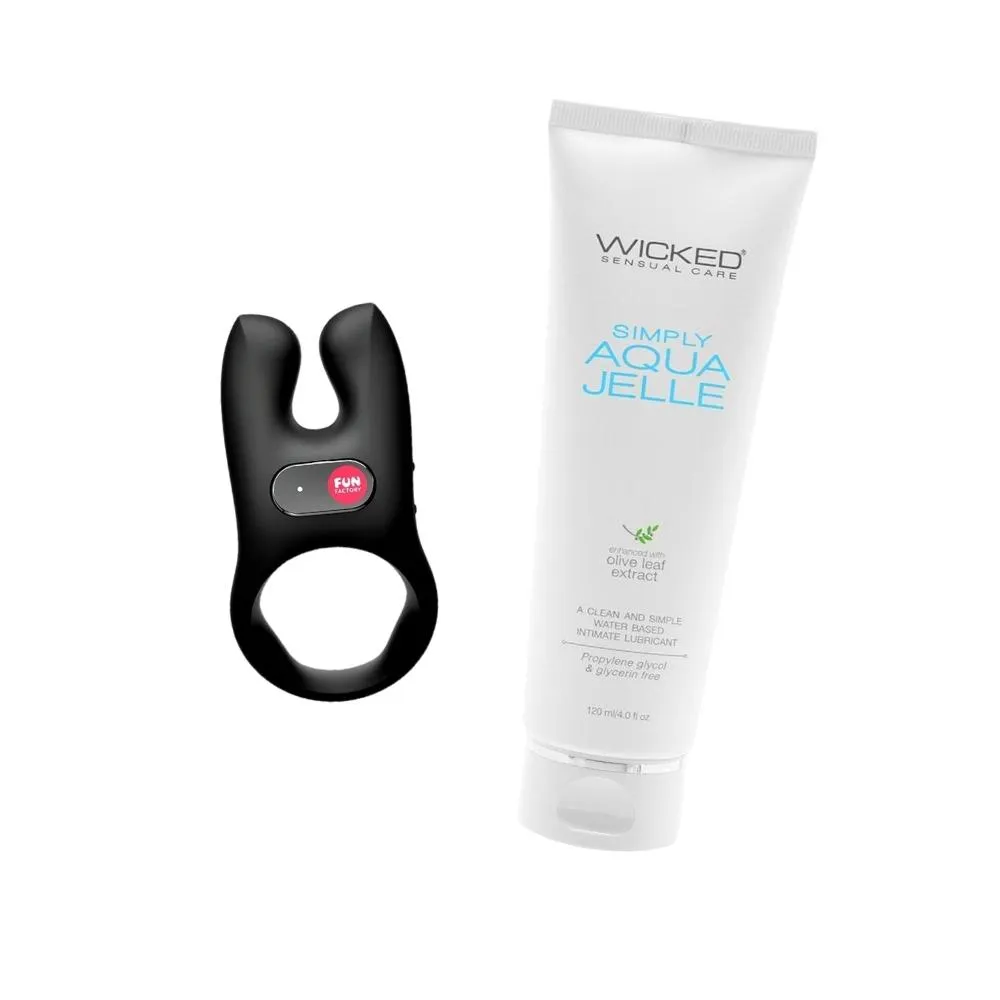 Fun Factory Nōs Vibrating Cock Ring Black   Free Aqua Jelle Lube Bundle