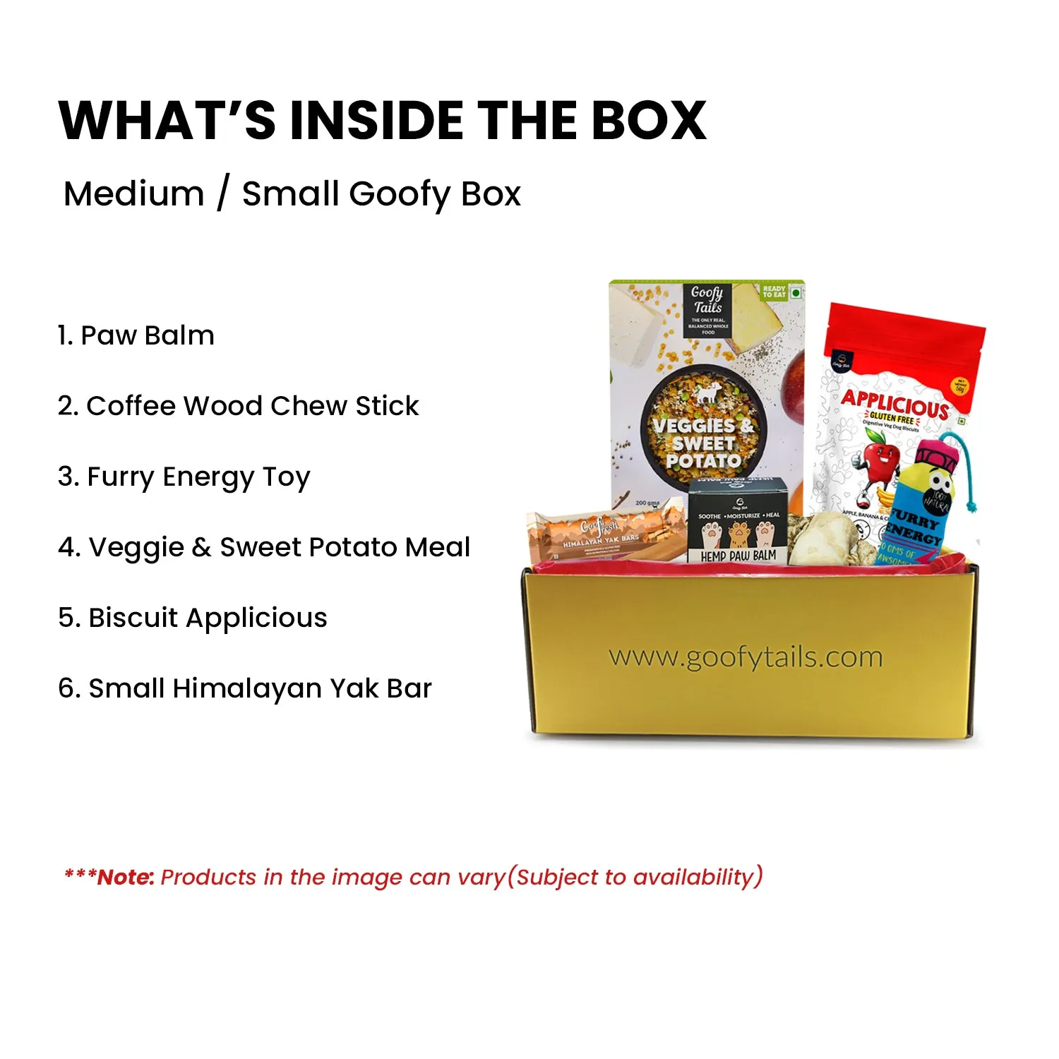 Goofy Tails Platinum Goofy Box  for Small/ Medium Dogs | Personalized Curated Gift Box for Dogs