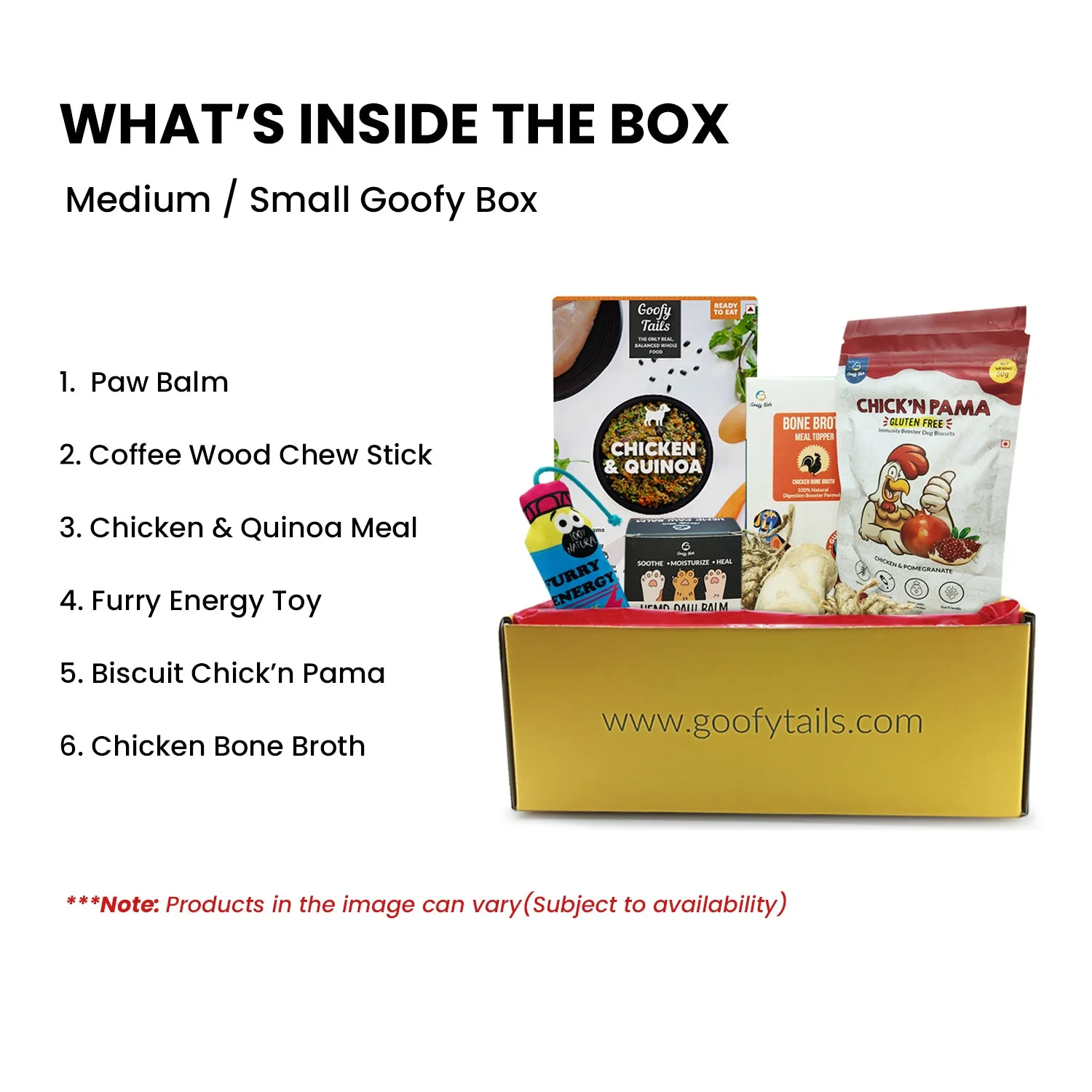 Goofy Tails Platinum Goofy Box  for Small/ Medium Dogs | Personalized Curated Gift Box for Dogs