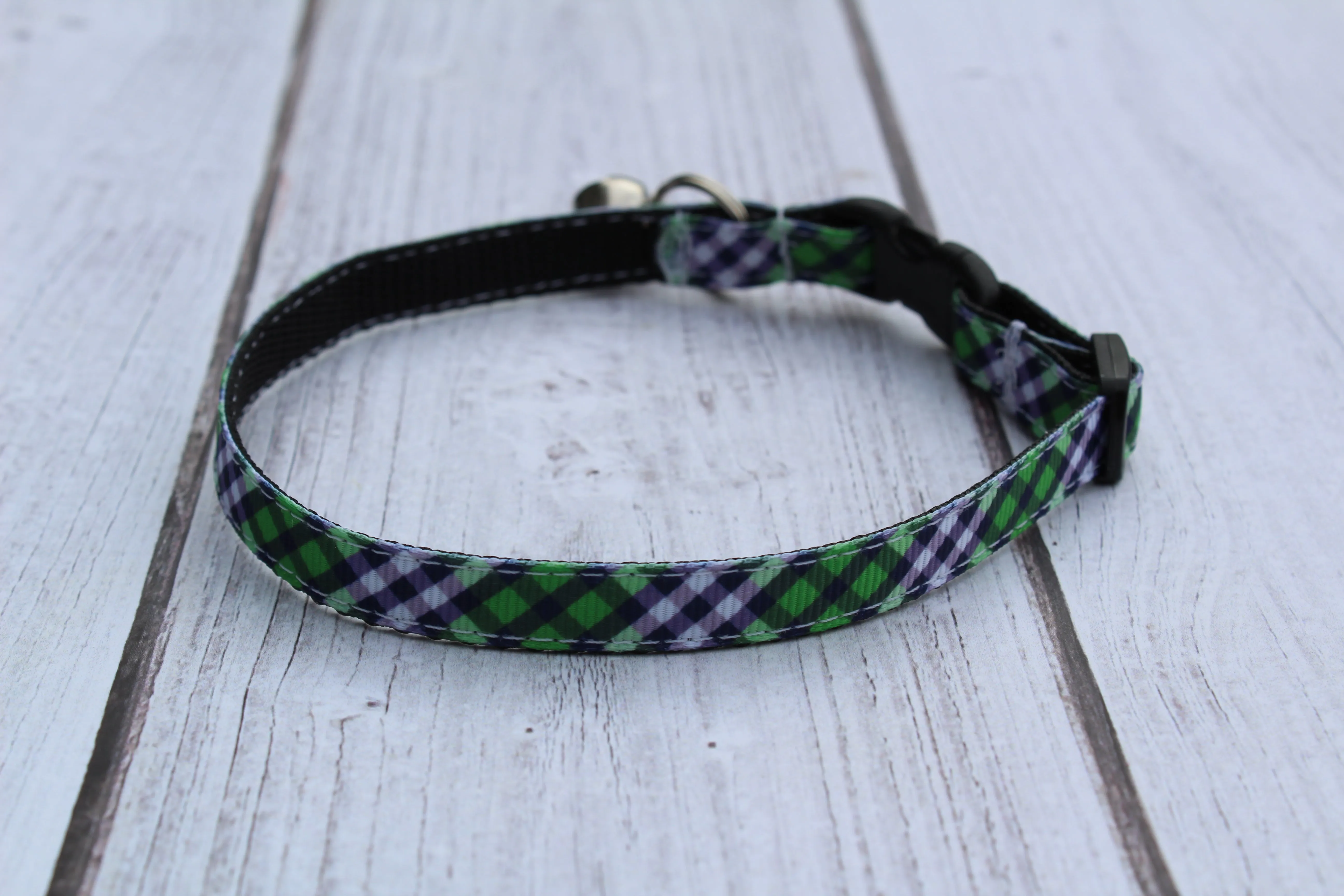 Green Plaid Cat Collars