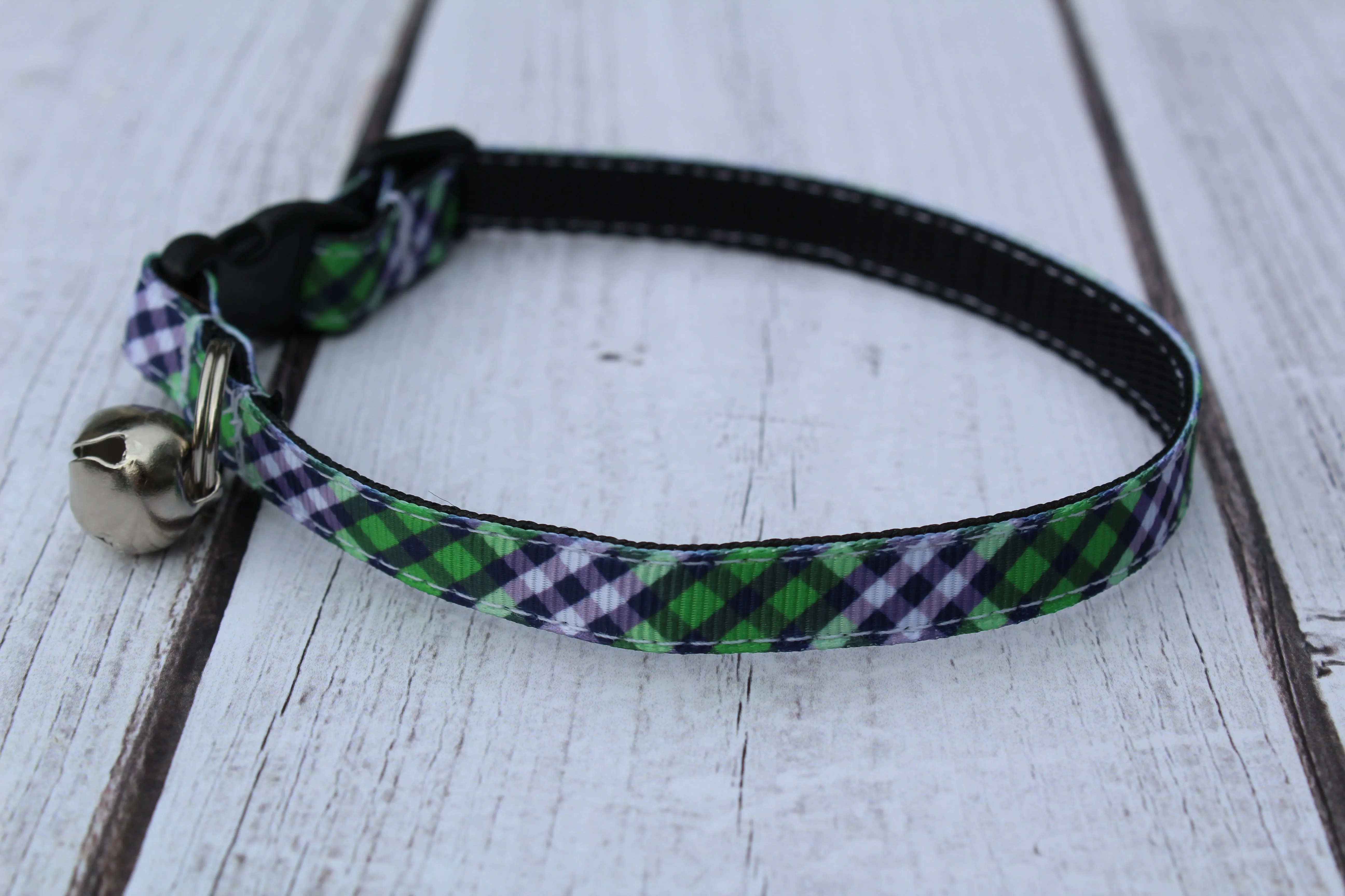 Green Plaid Cat Collars