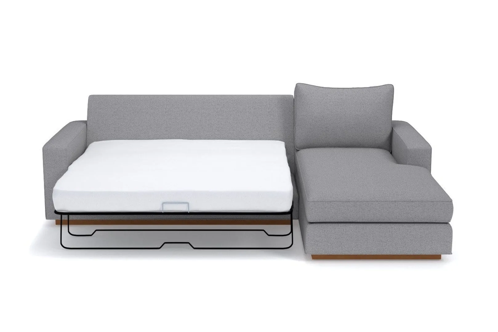 Harper 2pc Sleeper Sectional :: Leg Finish: Pecan / Sleeper Option: Memory Foam Mattress / Configuration: LAF - Chaise on the Left