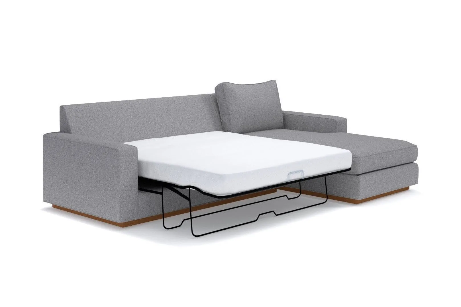 Harper 2pc Sleeper Sectional :: Leg Finish: Pecan / Sleeper Option: Memory Foam Mattress / Configuration: LAF - Chaise on the Left