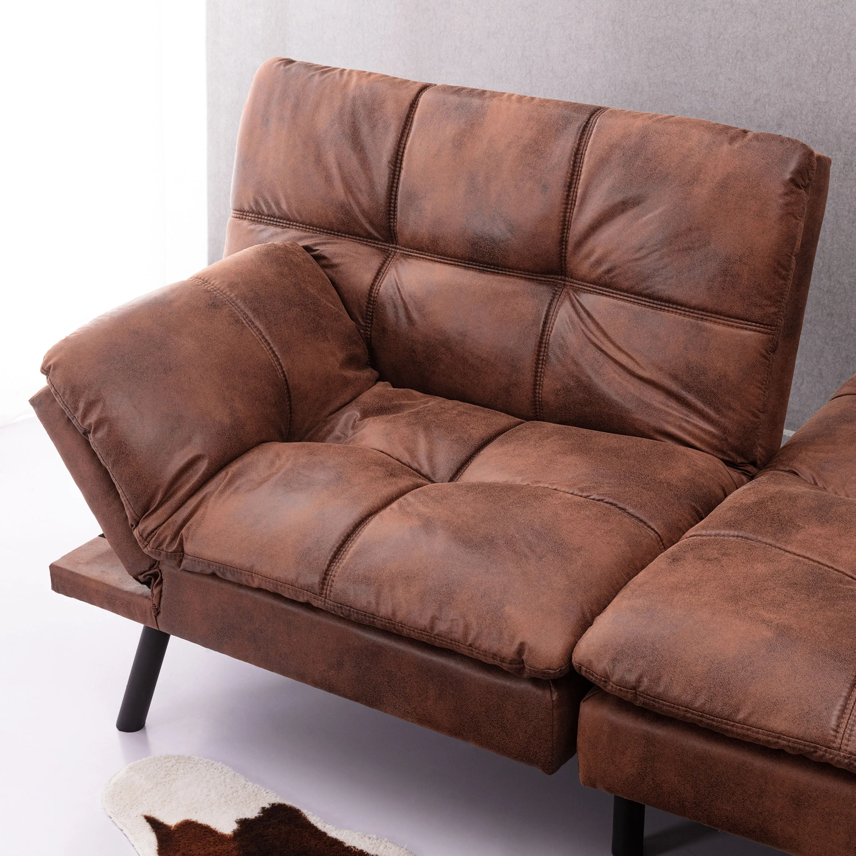Koa Modern Convertible Memory Foam Futon Sofa Bed - Brown