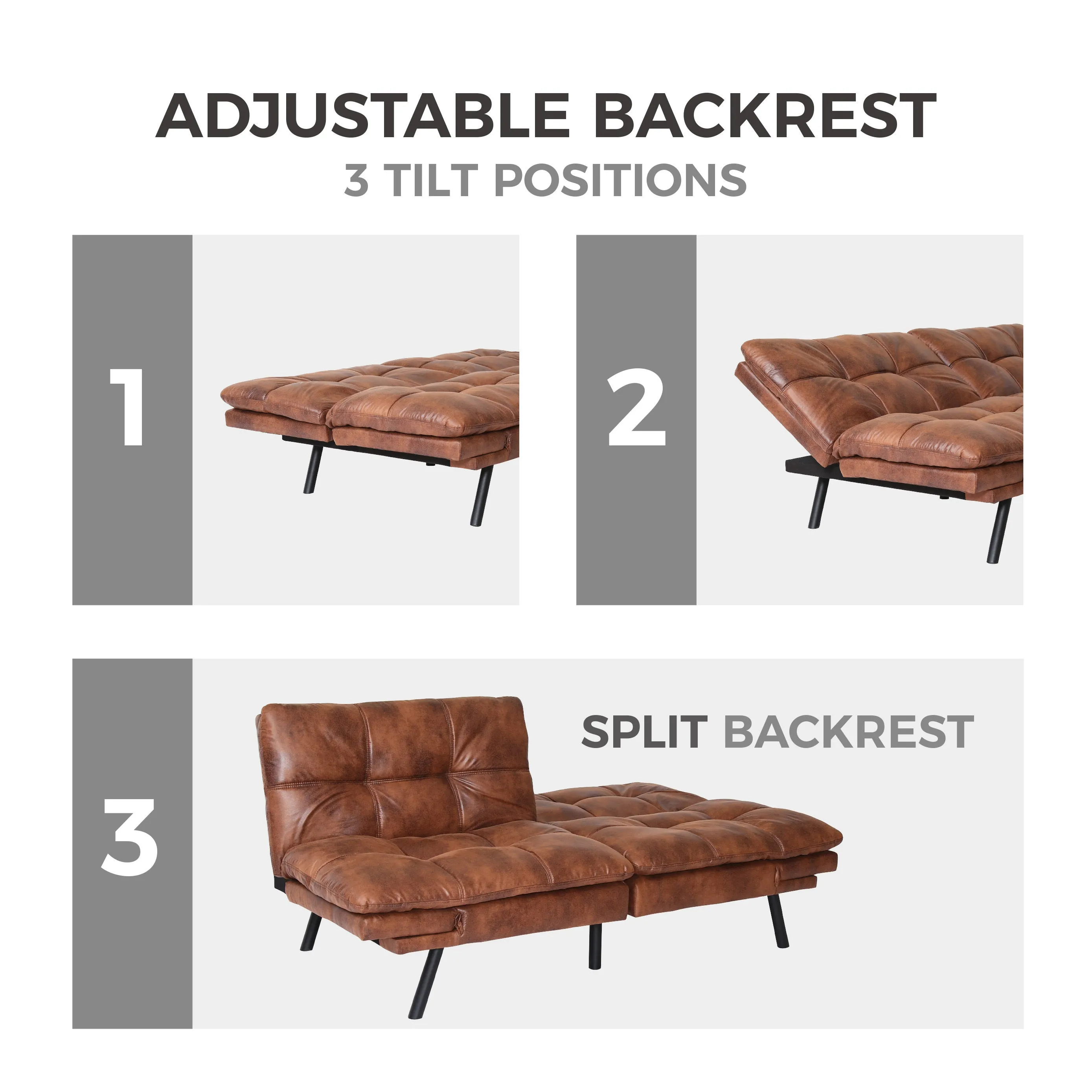 Koa Modern Convertible Memory Foam Futon Sofa Bed - Brown