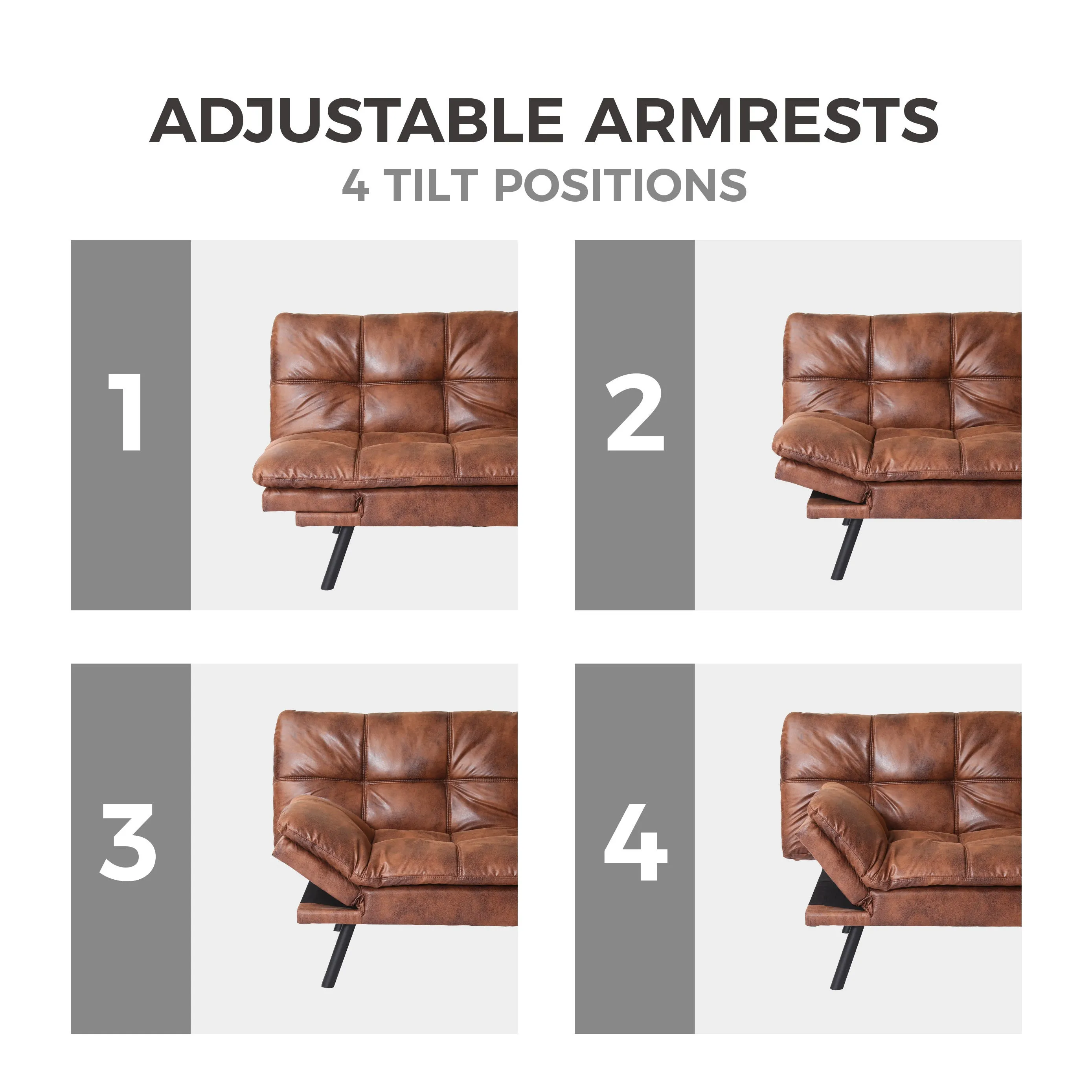 Koa Modern Convertible Memory Foam Futon Sofa Bed - Brown