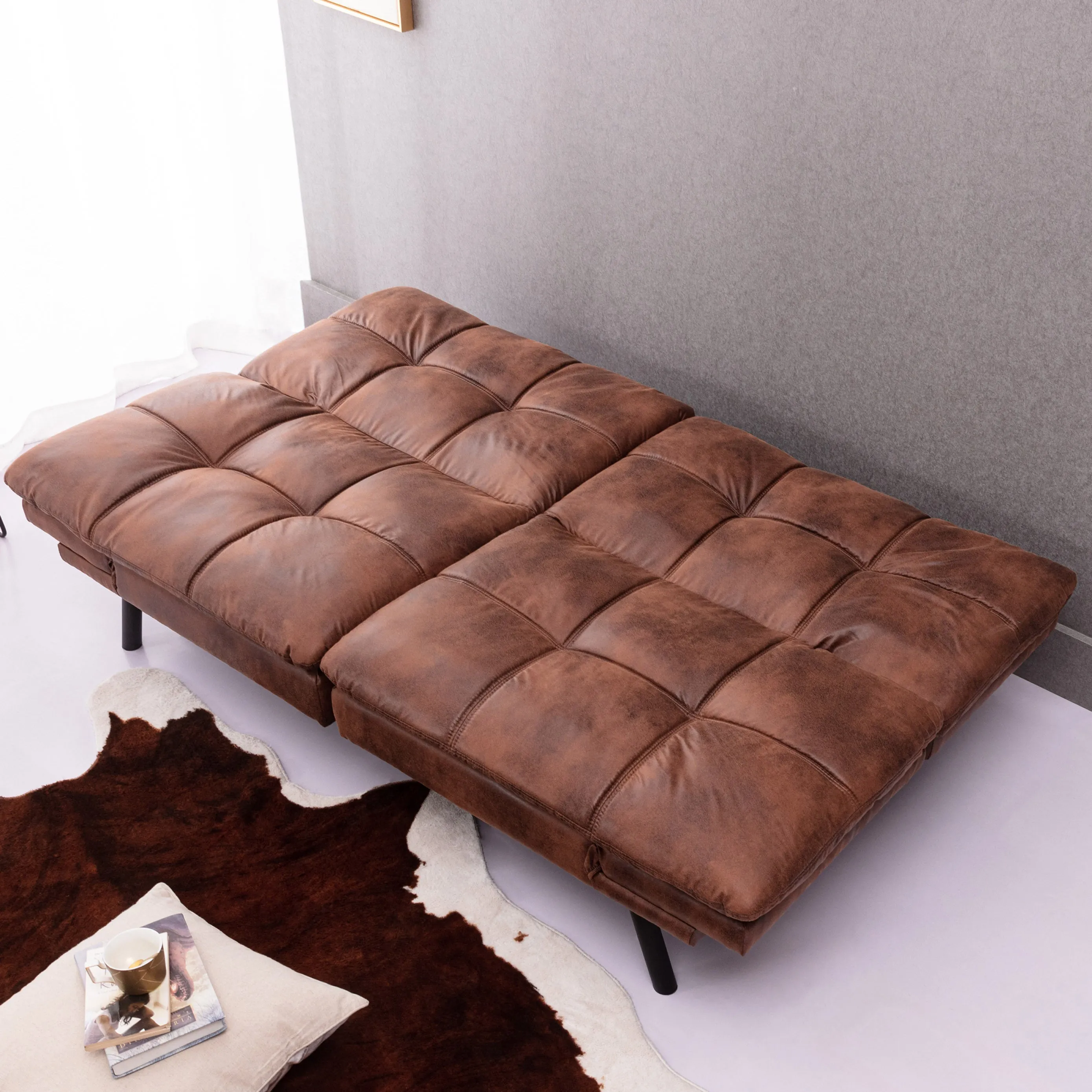 Koa Modern Convertible Memory Foam Futon Sofa Bed - Brown