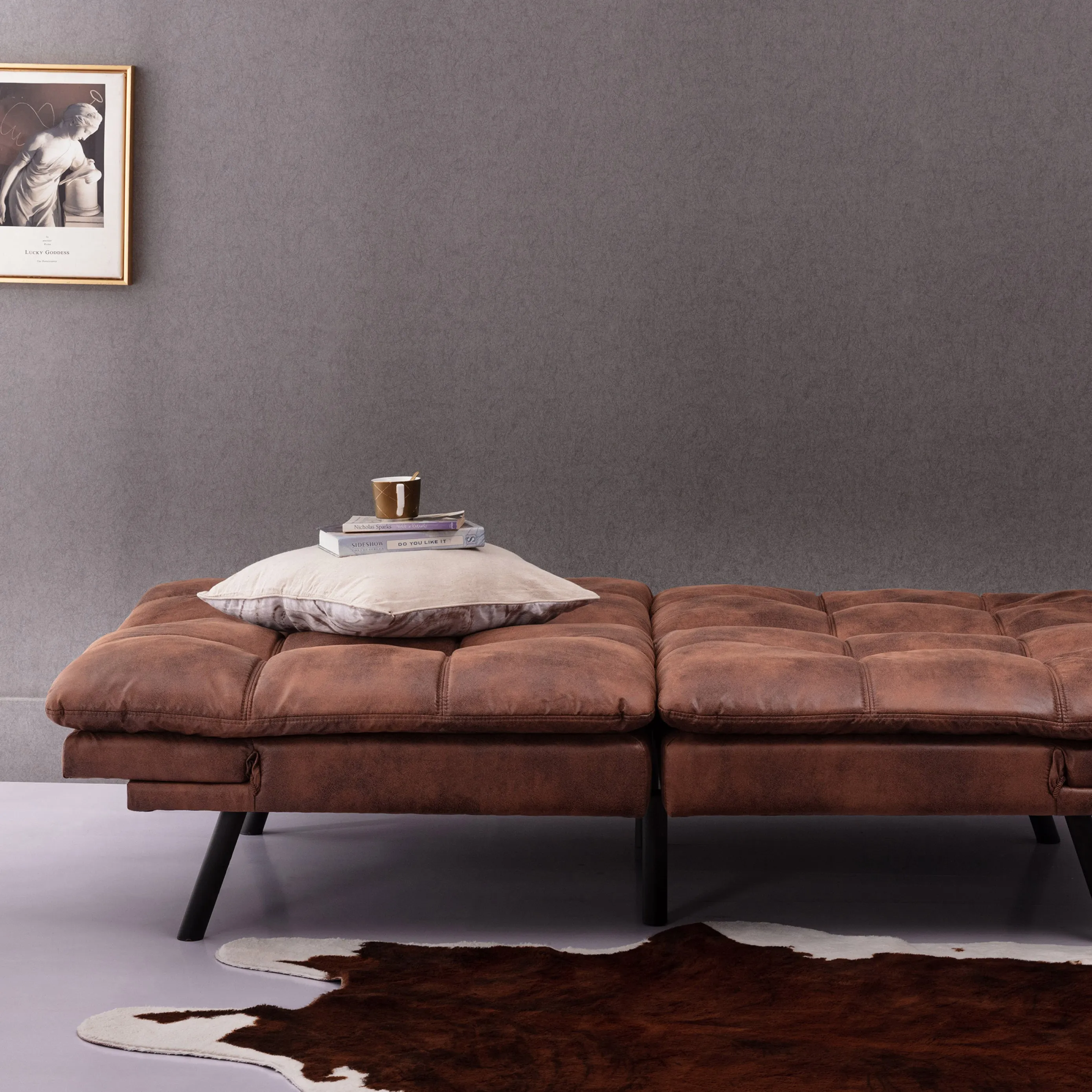 Koa Modern Convertible Memory Foam Futon Sofa Bed - Brown