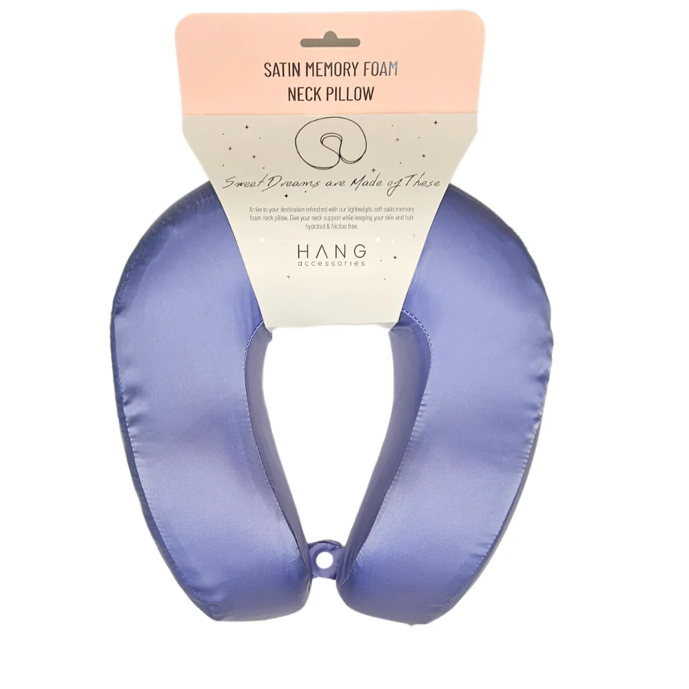 Periwinkle Satin Memory Foam Neck Pillow