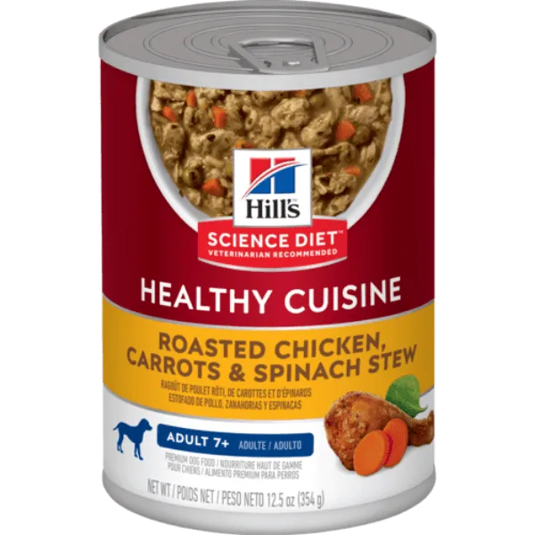 Science Diet Healthy Cuisine Roasted Chicken, Carrots & Spinach Stew Adult 7  Canned Dog Food, 12.5oz