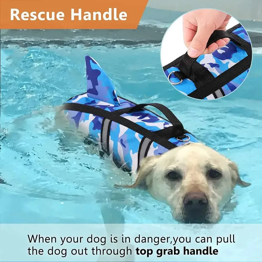 Shark Fin Dog Life Jacket - Camouflage Swim Vest