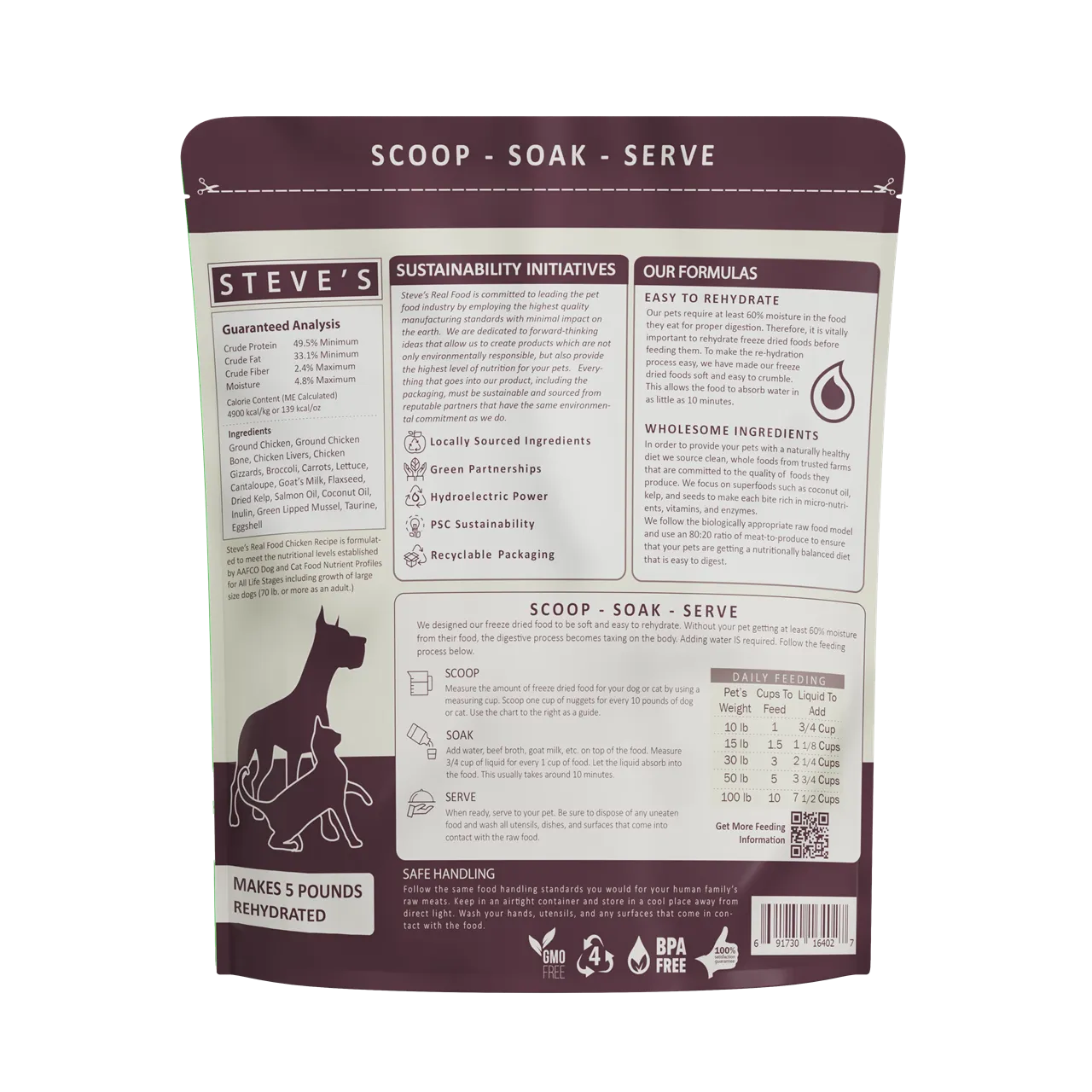 Steve's Real Food Freeze-Dried Raw Dog Food, Chicken Recipe